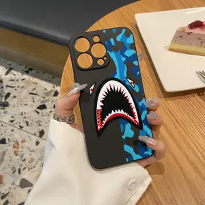 Shark Pattern Phone Case, Shockproof All-inclusive Cell Phone Protective Cover, Drop Protection TPU Phone Cases for iPhone 11 12 13 14 15 Pro Max Case iPhone 15 14 Plus Cases