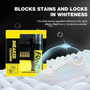 Multi-purpose foam cleaner, sneaker cleaning kit, Whitesneakers / suede / sports shoes shine with just one wipe,carfoamcleaner, cleaning set, 5.3 oz sneaker cleaner (including2Kbrushes and 1 microfiber towel),leather shoes, suede,boots summervibes
