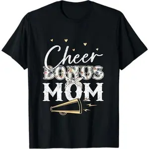 Cheer Bonus Mom Shirt Leopard Cheerleading Stepmom Cheer T-Shirt
