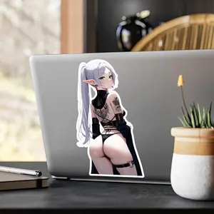 Gothic Frieren Vinyl Sticker: Tattooed Anime Girl Decal