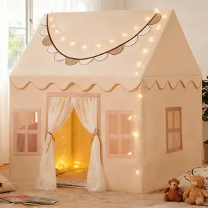 JungleDove Kids Play Tent with Mat, Star Lights & Banners – Cozy Indoor Playhouse, Perfect Gift for Girls & Boys, Great for Playroom Fun