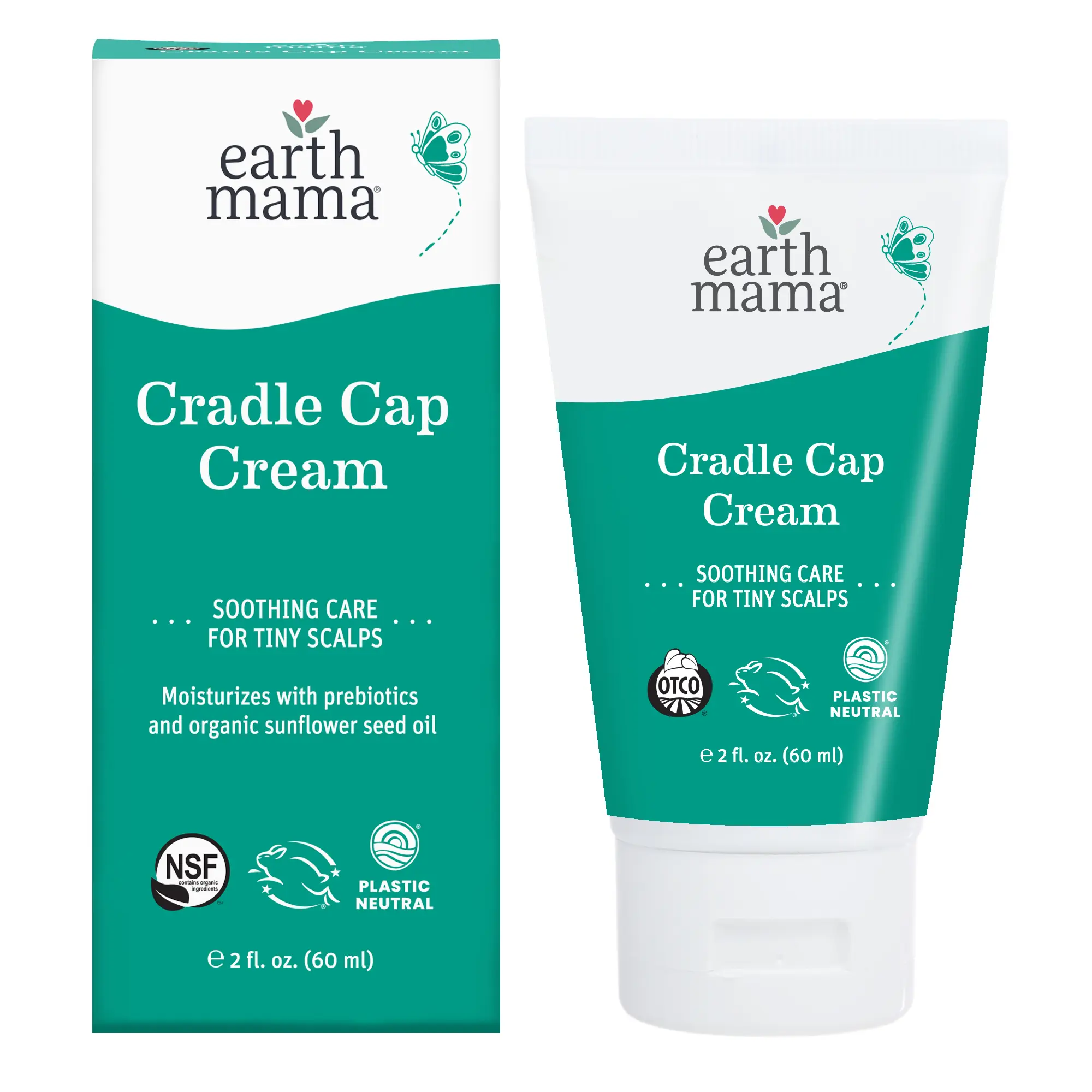 Earth Mama Cradle Cap Cream – Gentle Baby Scalp Moisturizer with Organic Sunflower Seed Oil & Avocado Oil – Fragrance-Free Baby Care