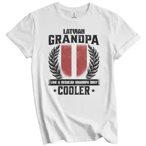 Latvian Grandpa Funny Latvia Flag Grandfather Grandparents Day T-Shirt - Latvian Grandpa Like A Regular Grandpa Only Cooler