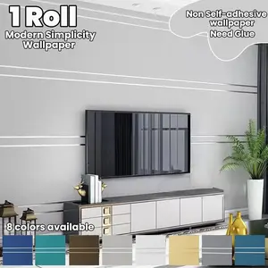 Modern Simple Striped Wallpaper Roll, Non-Adhesive Thick Non-Woven Fabric, Multiple Colors Available, Ideal for Living Room Bedroom TV Background