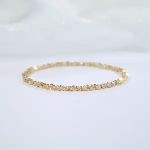 SleekHush Blue Crystal & Pink Champagne Bracelet  Light Luxury Minimalist Stretch Bracelet