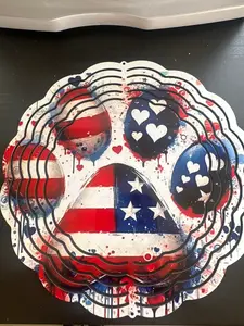 Dog Paw sublimation patriotic Wind spinner ￼