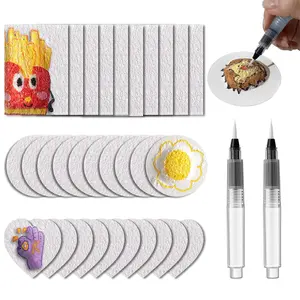 3D Drawing Magic Canvas Sponge with Water Brush, DIY Painting Paper, 3D Art Drawing Paper, Circle Rectangle Heart Shape, DIY Painting Supplies