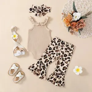 Tan Bodysuit & Leopard Print Pants Set | Western Baby Girl Clothes
