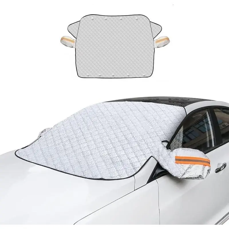 Universal Automotive Windshield Snow/Sun Shield with Magnetic Reinforcement Design - Winter Dust, Rain, and Frost Protection Cover - Durable construction for winter cold and snow protection, summer sun and UV shielding Car Sunshade Windshield Outside