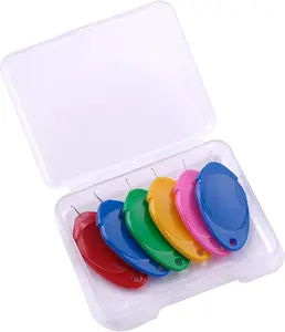 Needle Threader, Small Needle Eye Threader Tool, Easy Threader for Machine and Hand Sewing, Fast and Precise Threading, Ideal for Needlework, with Transparent Box, Color Random (6PCS)