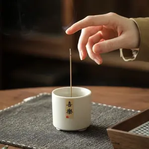 White Jade Porcelain Incense Burner Stick Holder with Sandalwood & Agarwood Base for Home Aroma Censer and Incense Tray Enhance Your Rituals