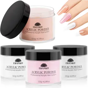 Acrylic Powder Set Acrylic Nail Powder Nude Pink White Clear Acrylic Powder for Acrylic Nail Extension Nail Carving, Long-Lasting, No Nail Lamp Needed, Large Capacity 4.23oz*4 Diy Nail Art Base Nails