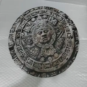 1pc - 20.32x20.32cm Round en Mayan Calendar Wall Art - Intricate Aztec Design with Roman Numerals & Symbols - Ideal for Home, Office, Bar, Cafe Decor - Perfect Holiday Gift, Large Wall Deco