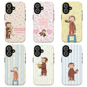 FL-Curious Georgeee Christian Floral Bible Verse Phone Case,Cute Cartoon Monkey Phone Case,Cute Striped & Floral Monkey Protective Cover For iPhone 11 12 13 14 15 16 17 Air Pro Max for Samsung S26 S25 S24 S23 S22 S21 Case,Gift for her/him