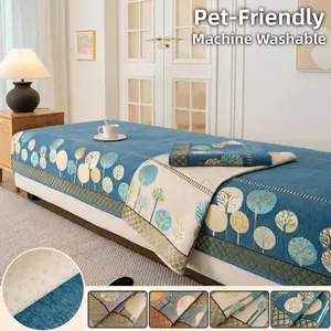Colorful Tree Pattern Sofa Cover, 1 Count Pet-Friendly Non-Slip Couch Cover, Dustproof Sofa Slipcover, Machine Washable Woven Sofa Cushion for 1-4 Seater, Thick Anti-Scratch Sofa Protector, Nordic Style Living Room Decor Multi-Color Couch Mat