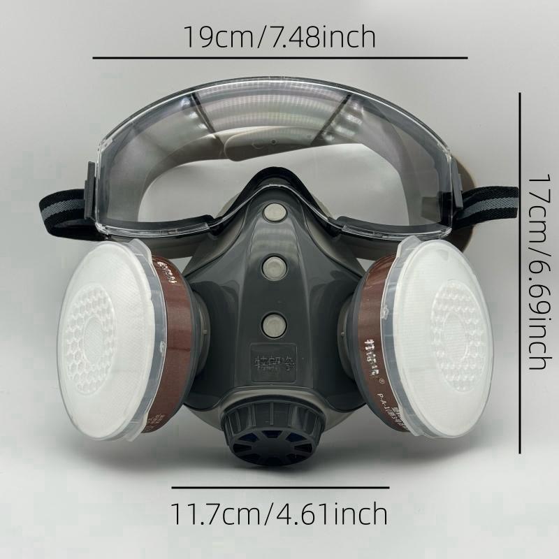 Reusable Industrial Gas Mask with 2 Filters, Dustproof Paint Spray Mask with Goggles, Protective Mask for Chemical Work