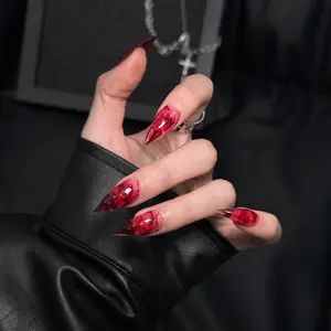 Handmade False Nails, Two-Tone Gradient Cloud Wave, Dragon Claw Wearable Long Nails, European Style Cat Paw High Transparency