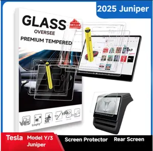 2026 Tesla Model 3/Y Tempered Glass Screen Protector No Glare Fingerprint Dust-Free Front/Rear Alignment Interior Accessories