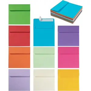 50 Pack 6 x 6 Colorful Self Seal Square Envelopes for Wedding Party Invitations Greeting Cards Announcements Photos CD/DVD Sleeves