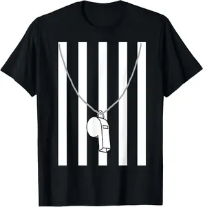 100%cotton Referee Costume Ref Whistle Refereeing Linesman Umpire T-Shirt