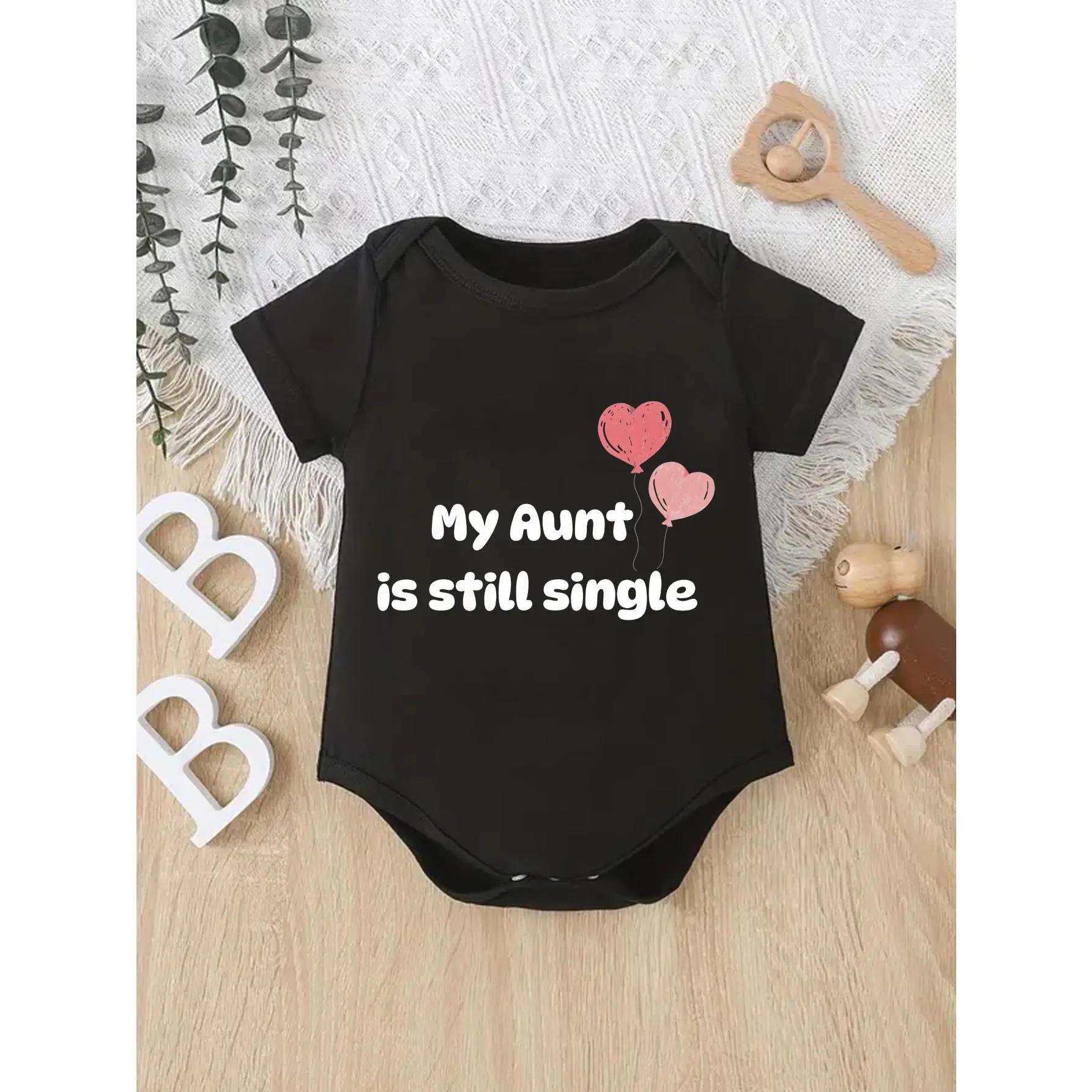 Unisex Baby Bodysuit with Funny Aunt Graphic, Soft Tagless Cotton Blend Knit, Short Sleeve Baby Items for Infants with Snap Closure 0-12M