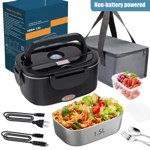 Electric Lunch Box,Portable Food Heater with Tableware, Dish Cloth & Insulated Lunch Bag,110V/12V/24V Multi-Voltage (Car/Home Use),1.5L/1.8L Capacity,Fast Heating for Home, Office, Travel & Outdoor Meals