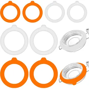 8 count  Jar Gaskets - 4x3.75" & 4x4.5" Rubber Seals Rings for Glass Jars, White & Orange Airtight Leakproof Replacement Gaskets for Mason Regular Mouth Canning Jars