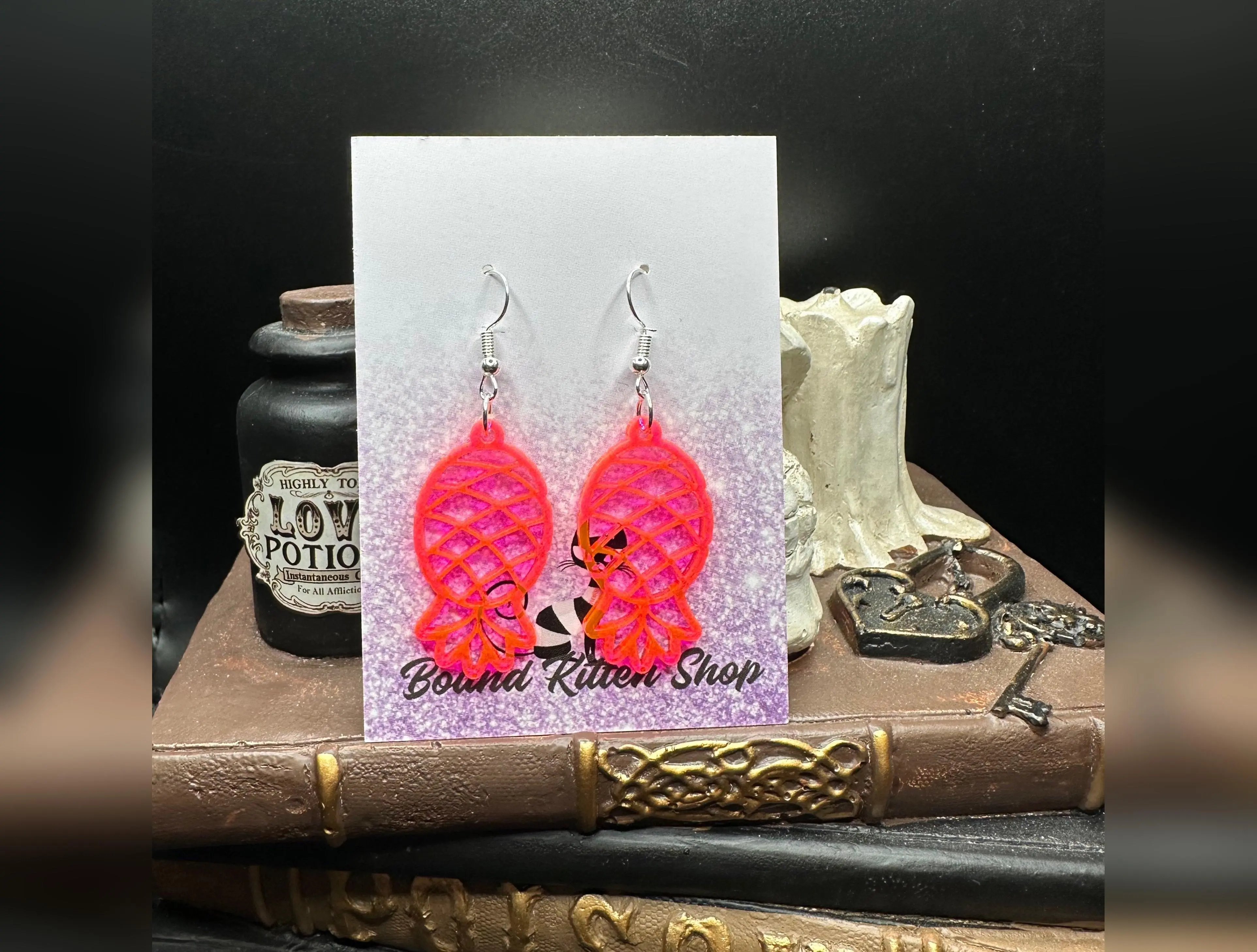 Upside Down Pineapple Hot Pink Acrylic Earrings