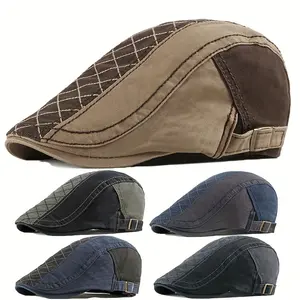 Adjustable Breathable News Cap for Men and Women, Vintage Style Flat Cap with Contrast Color Design, Lightweight Polyester - One Size Fits Most, Irish Cabbie, Golf, Hunting, Gatsby hat  fishing tan  beret restock  dandy  hats