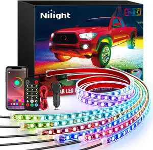 Nilight 6Pcs Car Underglow Neon Accent Strip  300 LEDs RGBIC Multi Color DIY Sound Active Function Music Mode with APP Control and Remote Control Underbody  dealsforyoudays