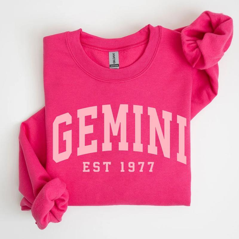 (Leave A Note or DM our Shop) Custom Year, Custom Zodiac Sweatshirt – Pink Color, Est Your Year Astrology Pullover, Cute Horoscope Energy Gift, Unisex Crewneck Sweatshirt, Birthday Zodiac Sign Outfit 2025