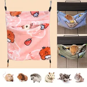 Small Pet Warm Plush BunkBed Hanging Hammock Cage Accessories for Parrot Sugar Glider Ferret Squirrel Hamster Rat Hideout Playing Sleeping