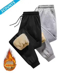 Men's Casual Fleece Pants Set - 2 Pieces   Leg Strap Design with Zippered Pockets   Thick Warm Lining Made from Soft Lambswool   Comfortable and Cozy to Wear, Keeps You Warm and Relaxed Men's Outfit Simple Sports Pants Clothes Menswear Suits Gamis