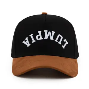 Lumpia Upside Down A-Frame Snapback Hat (Black / Brown Suede)