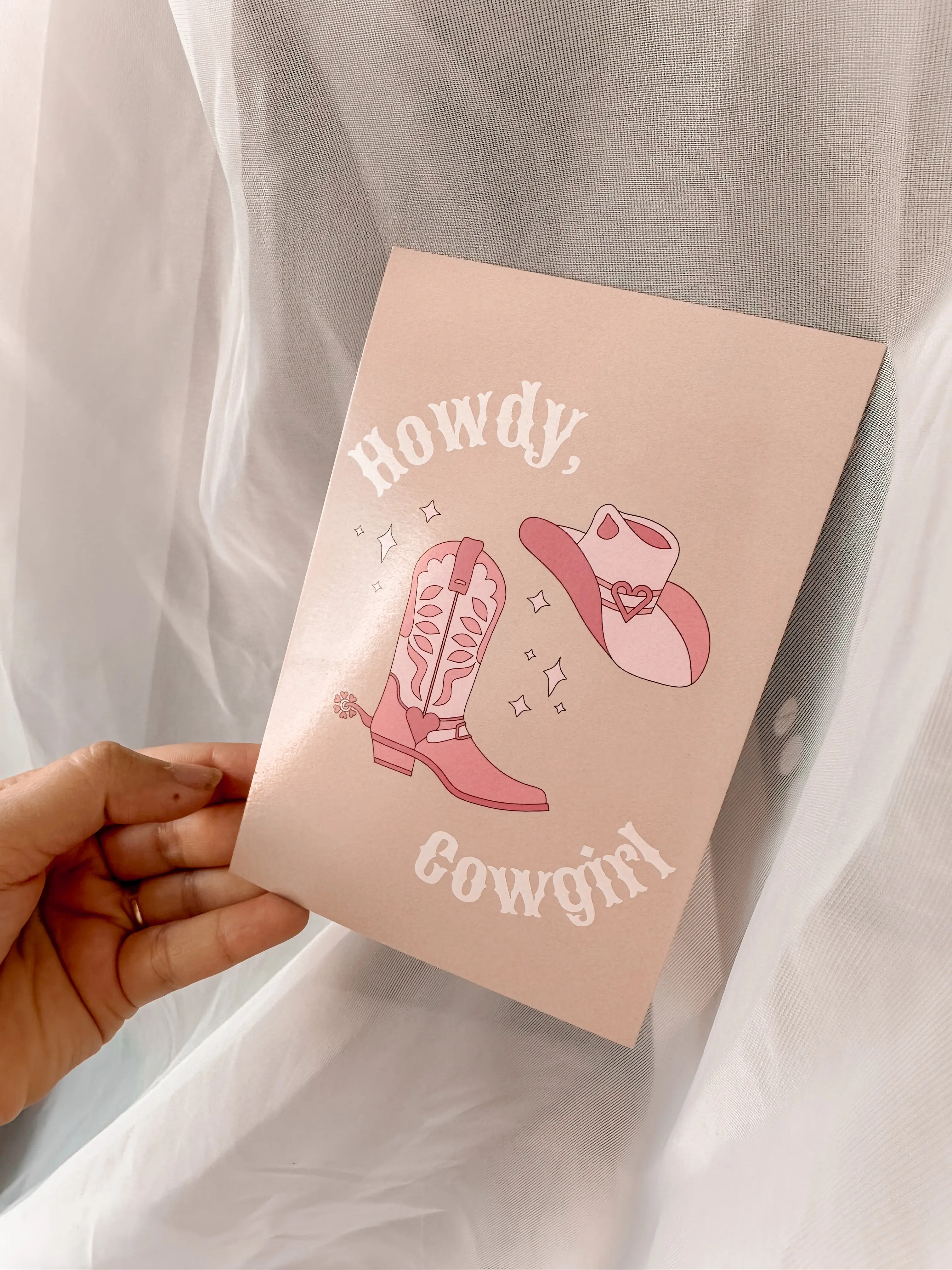 Howdy Cowgirl Postcard - 4x6 Inches, Sonoran Desert Retro Pink Design, Vintage Charm