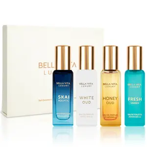 Luxury's Unisex Perfume Gift Set | 4x20 ML for Men & Women | Long Lasting Fragrance Eau De Parfum | SKAI | FRESH | WHITEOUD | HONEY OUD portableperfumekit