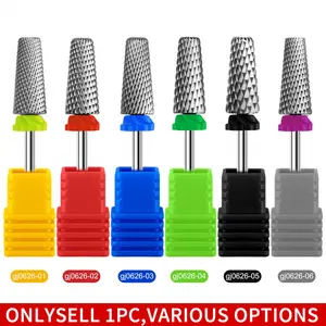 5-in-1 Alloy Silver Polished Nail Drill Bits Milling Cutter For Remove Nail Polish UV Gel Tapered Safety End Cut Manicure Tools Golden