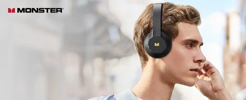 MONSTER Wireless Over-Ear Bluetooth 6.0 Headphones (Headset) - Adjustable HiFi Stereo with Microphone, Foldable Comfortable Design, 40H Long Battery (40 Hours), Deep Bass, Android Compatible, Work From Home & School Use, Universal Smartphone Connection