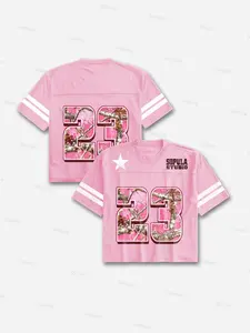 No.23 Pink Camouflage Print Blokecore Mesh Football Jersey T-shirt Football V-Neck Retro Summer Trendy Baseball Jersey Shirt Gift For Him Gift For Her Birthday, Baseball Jersey Outfit, AOP Merch, Outfit for Baseball Shirt Fan