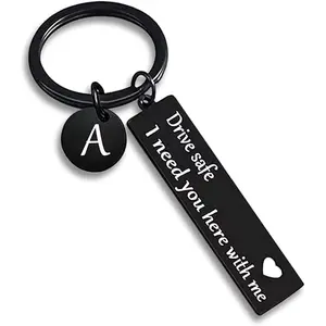 Drive Safe Keychain for Boyfriend,26-Letter Personalized Keychain - Perfect Gift for Birthday,Various Patterns,Christmas gifts,stocking stuffers,men's accessories Outdoorfun