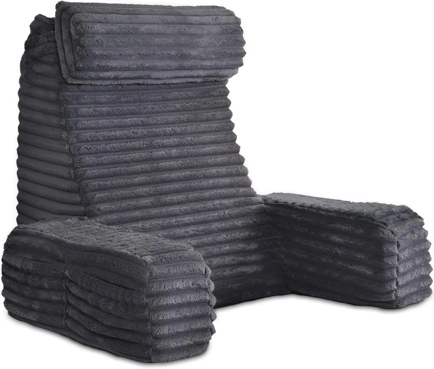 Reading Pillow Back Pillow for Bed Sitting Up, Reading Pillow with Armrests & Big Pockets, Soft Back Support Chair, Ideal for Watching TV, Gaming, Nursing, Resting, Post Surgery, Dark Grey