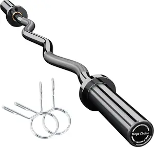 47" Olympic EZ Curl Bar, Steel Barbell for Triceps, Back & Legs | 500-Lbs Capacity Multi-Grip Chrome Curling Bar | Compatible With 2" Standard Weight Plates