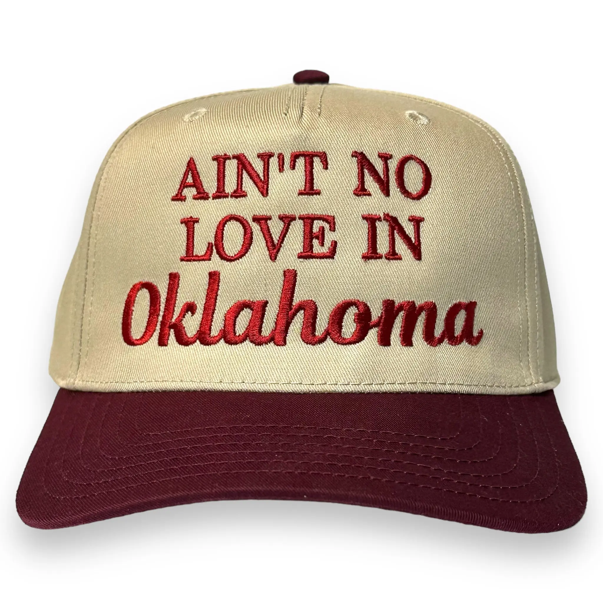 Men's Snapback Hat, "Ain't No Love in Oklahoma" Funny Quote Embroidery with an Adjustable Closure, Embroidery Cap, Funny Quote Snapback