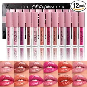 2Pcs Lip gloss Collection Makeup Set, Shiny Smooth Soft Liquid Lip Glosses Lip Stain With Rich Varied Colors For Girls And Women Makeup (Glossy-A)