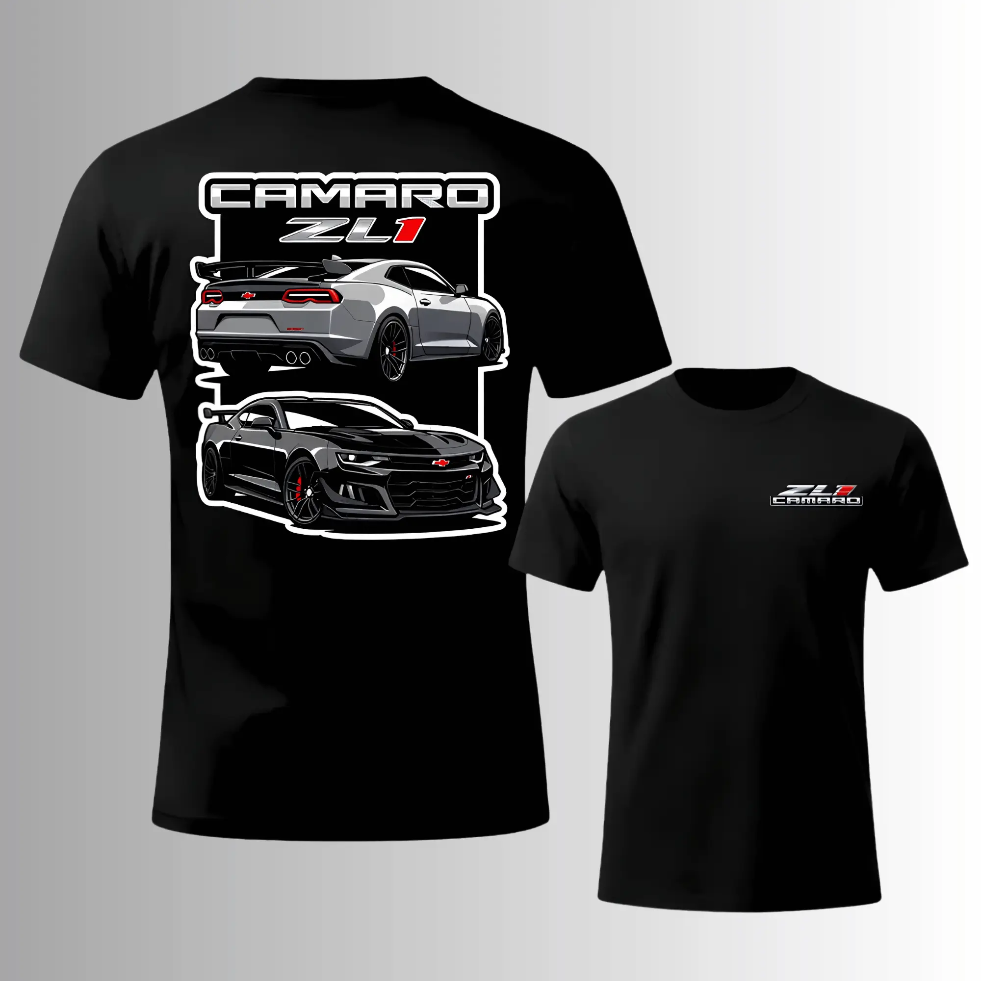 Camaro ZL1 Muscle Car T-Shirt, 2 Sides, Performance Chevrolet Automotive Graphic Tee