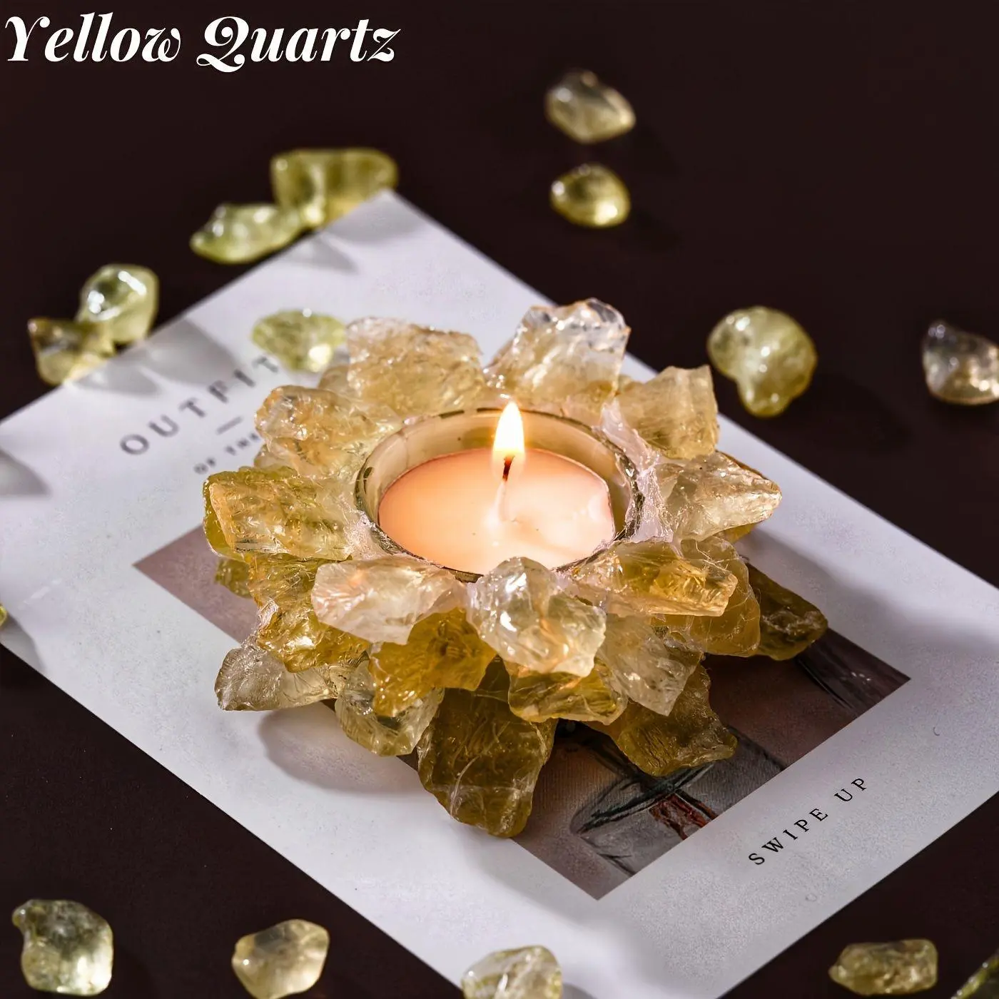 Yellow crYstal candle holder