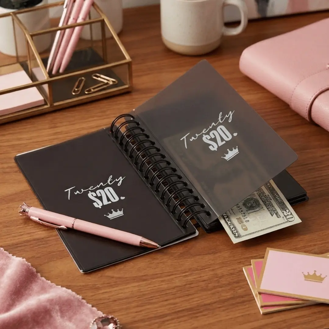 $20 Savings Challenge Book Organizer | Save $1,000 with Cash Stuffing
