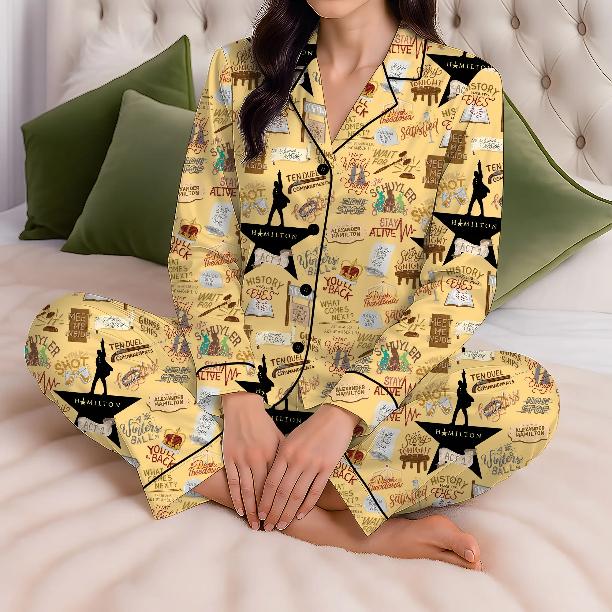 Hamilton Musical Short Satin Pajamas, Broadway Theater Pajamas, Musical Sleepwear, Alexander Hamilton Pajamas Set, Hamilton Fan Gift