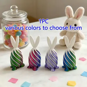1PC Easter 3D Printed Toys, Spiral Unzip Rabbit Egg Toys, 3D Printed Stress Relief Toys for Classroom Prize Supplies, Party Favors, Easter Egg Hunt Basket Stuffers Fillers