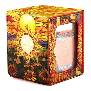 Cards Deck Box Fit For MTG Deck Box With 2 Card Dividers,2 Dice,Magic Commander Vertical Style Leather Trading Cards Storage Box